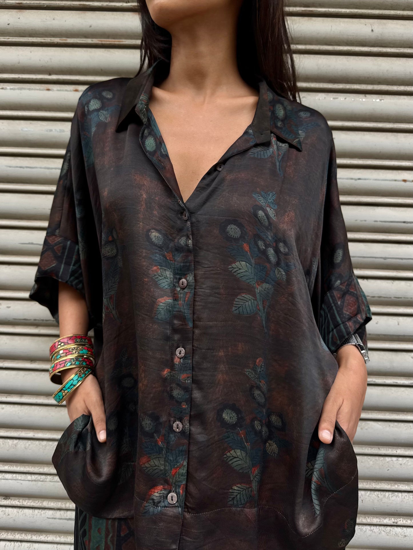 Sage Modal silk Co-ord set with Ballon pants