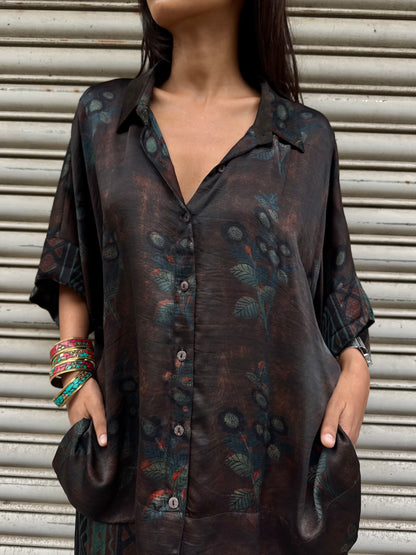Sage Modal silk Co-ord set with Ballon pants