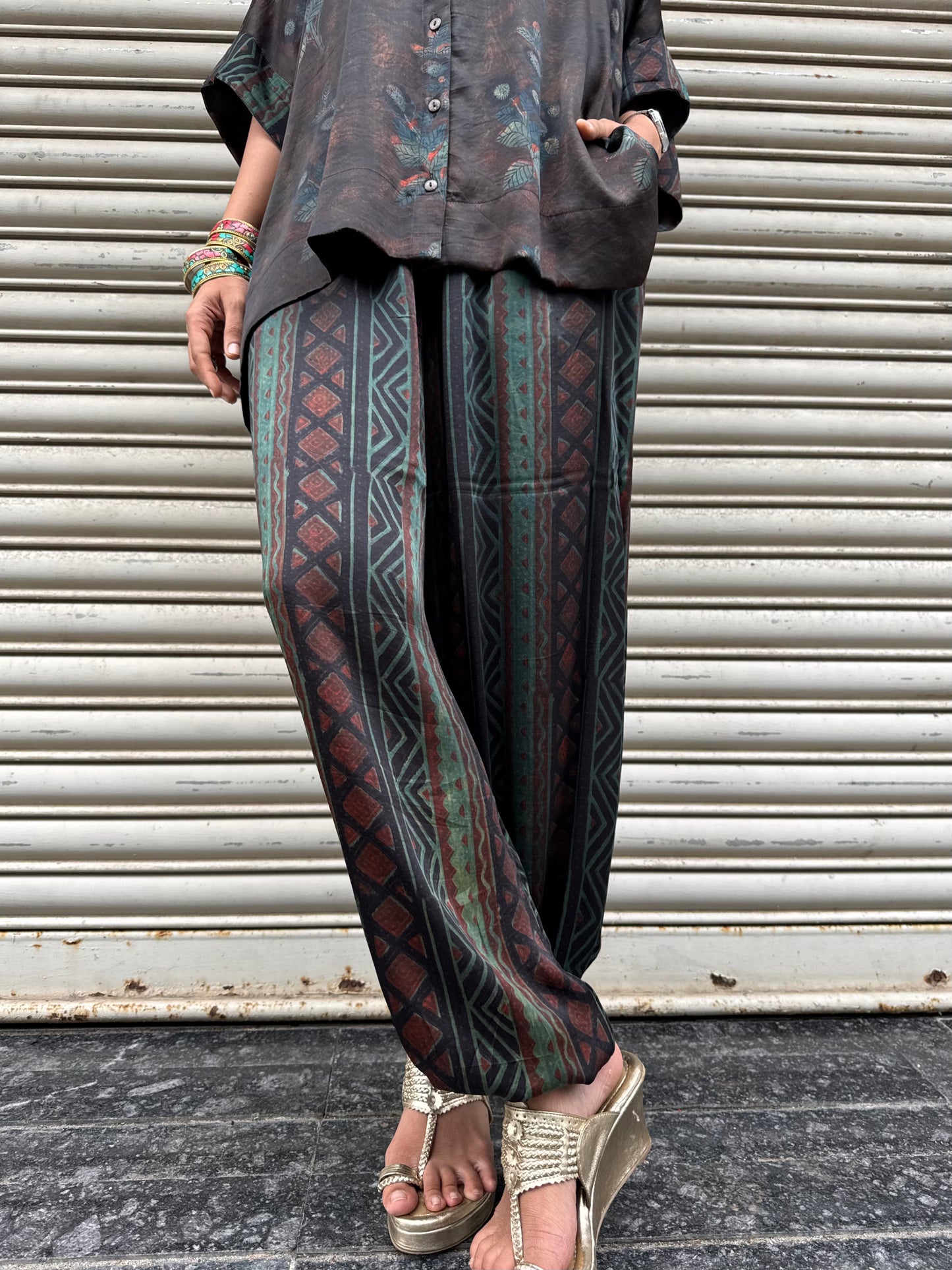 Sage Modal silk Co-ord set with Ballon pants