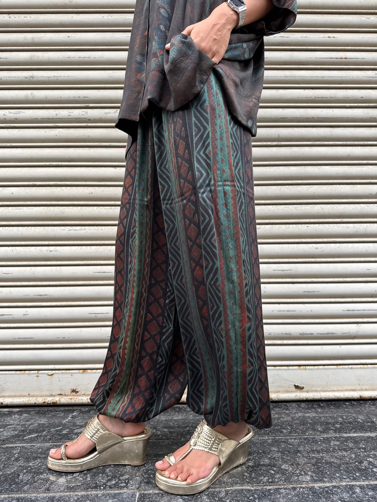 Sage Modal silk Co-ord set with Ballon pants