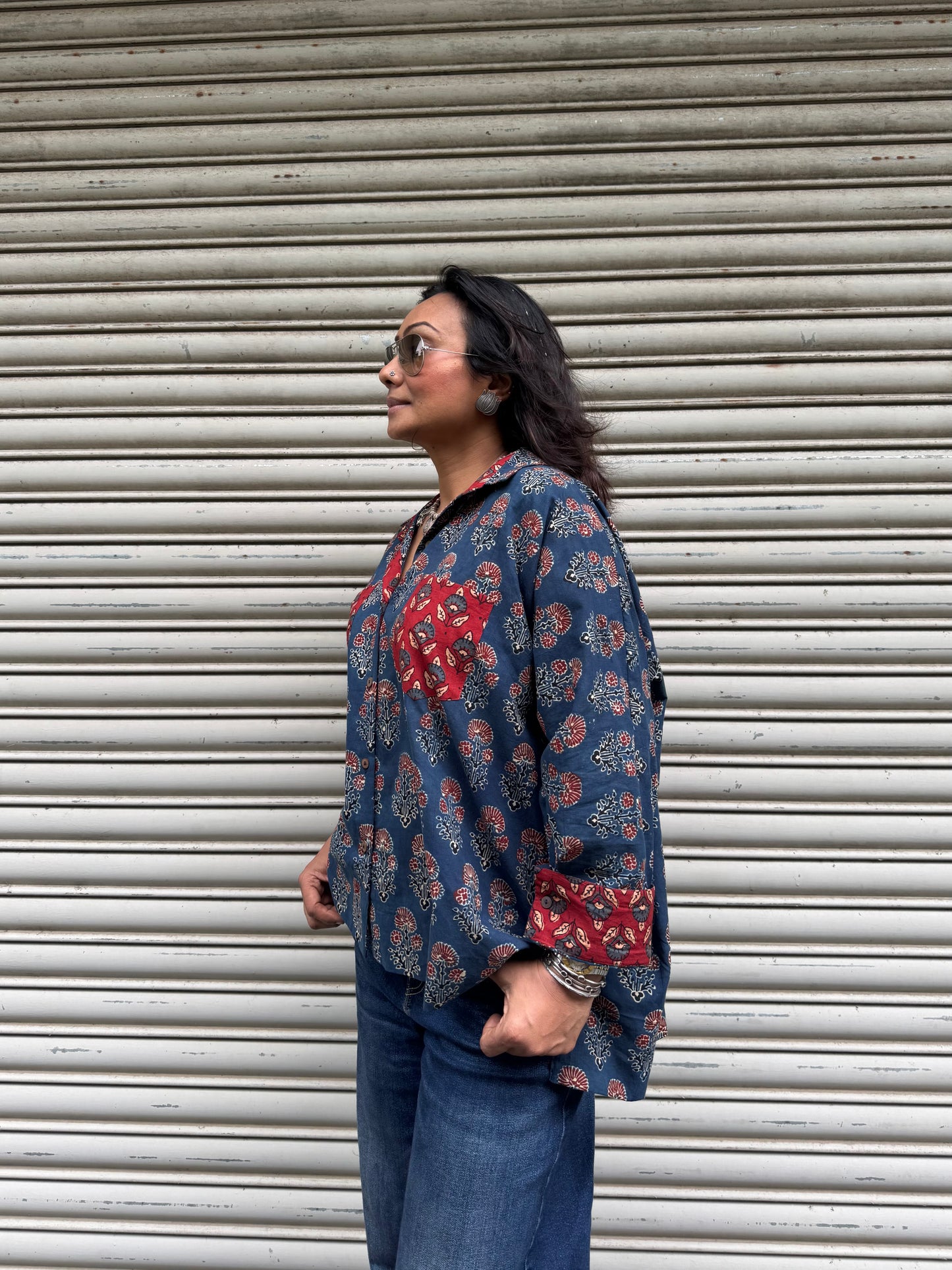 Ocean Ajrakh Cotton Shirt