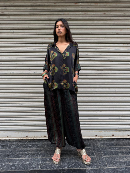 Moss Modal silk Co-ord set with Ballon pants