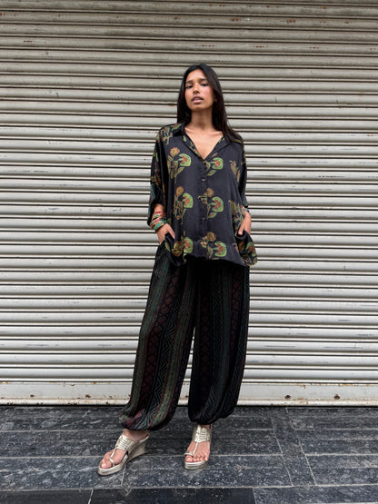 Moss Modal silk Co-ord set with Ballon pants