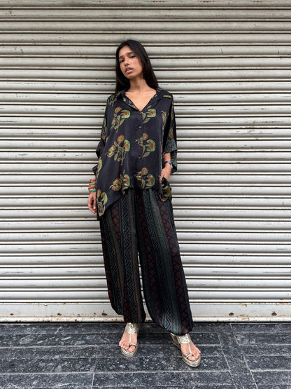 Moss Modal silk Co-ord set with Ballon pants