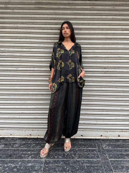 Moss Modal silk Co-ord set with Ballon pants