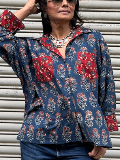 Ocean Ajrakh Cotton Shirt