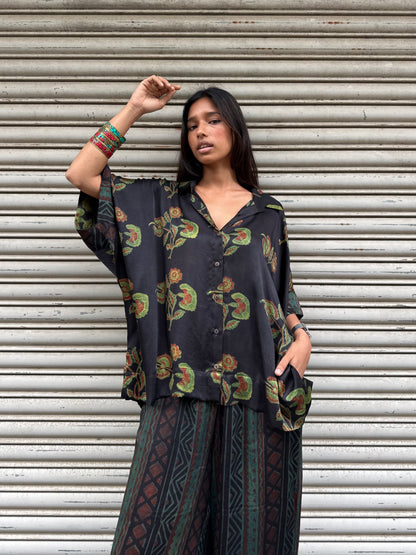 Moss Modal silk Co-ord set with Ballon pants