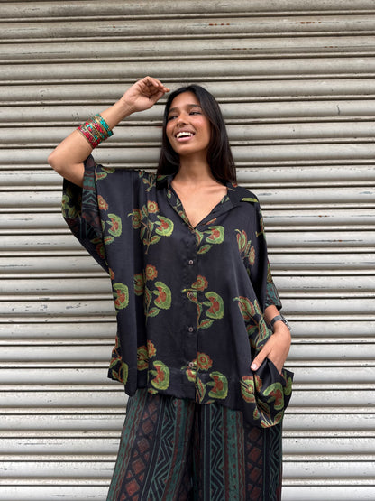 Moss Modal silk Co-ord set with Ballon pants
