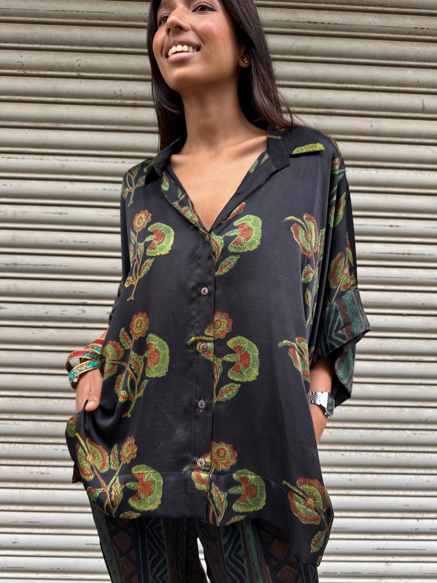 Moss Modal silk Co-ord set with Ballon pants