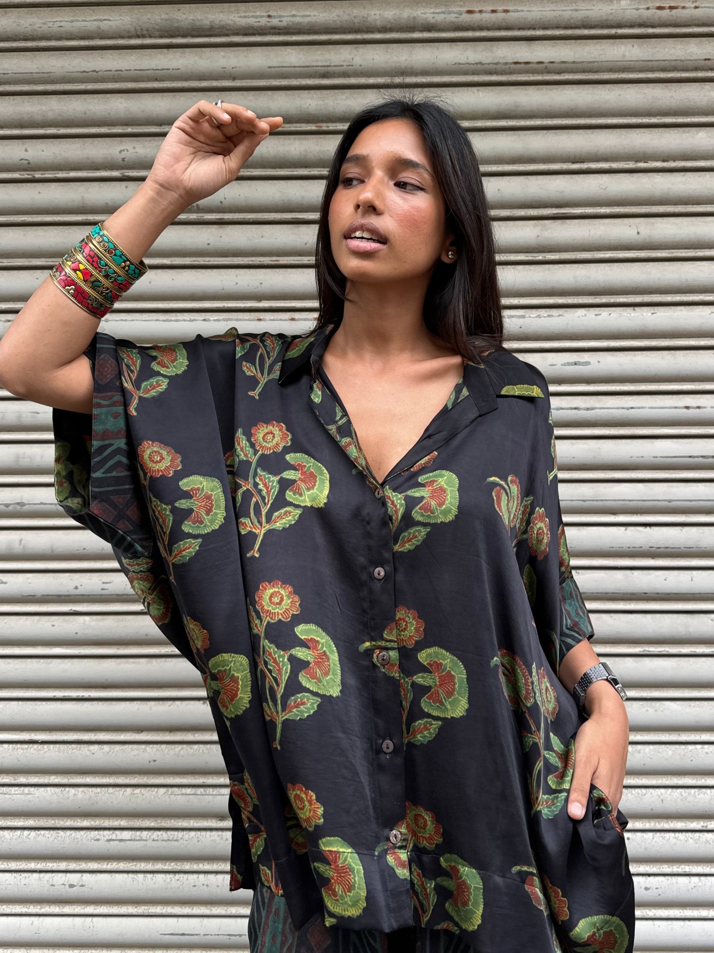 Moss Modal silk Co-ord set with Ballon pants