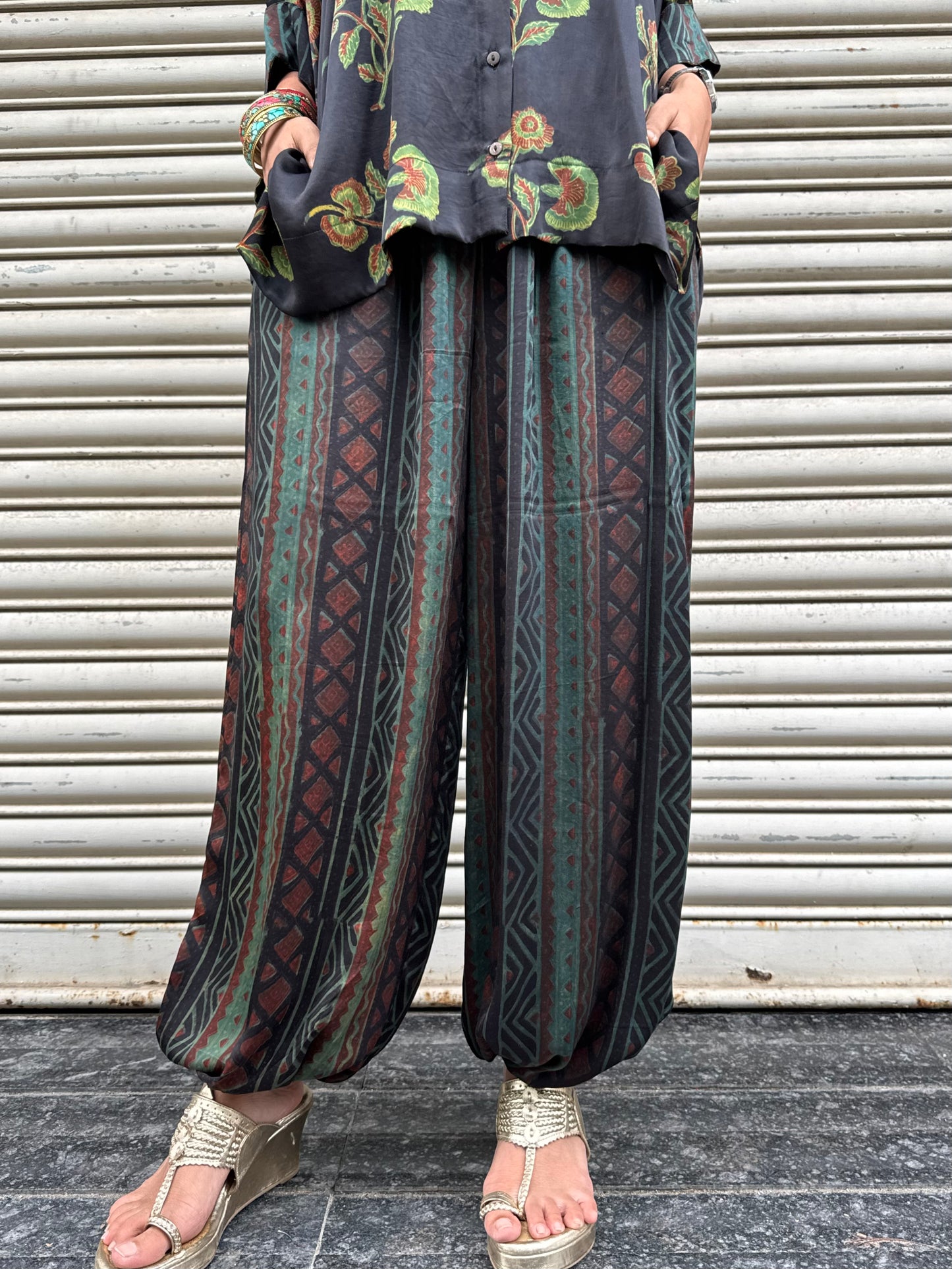 Moss Modal silk Co-ord set with Ballon pants