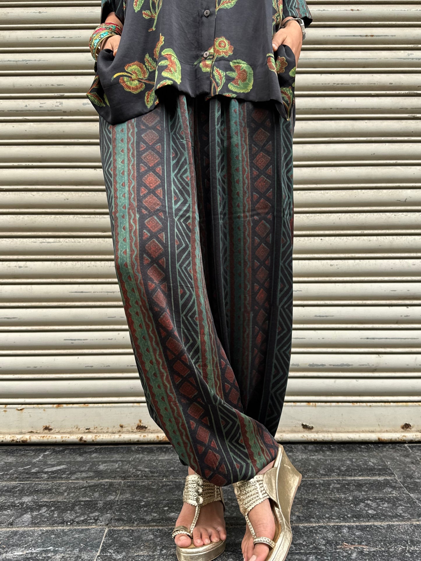 Moss Modal silk Co-ord set with Ballon pants