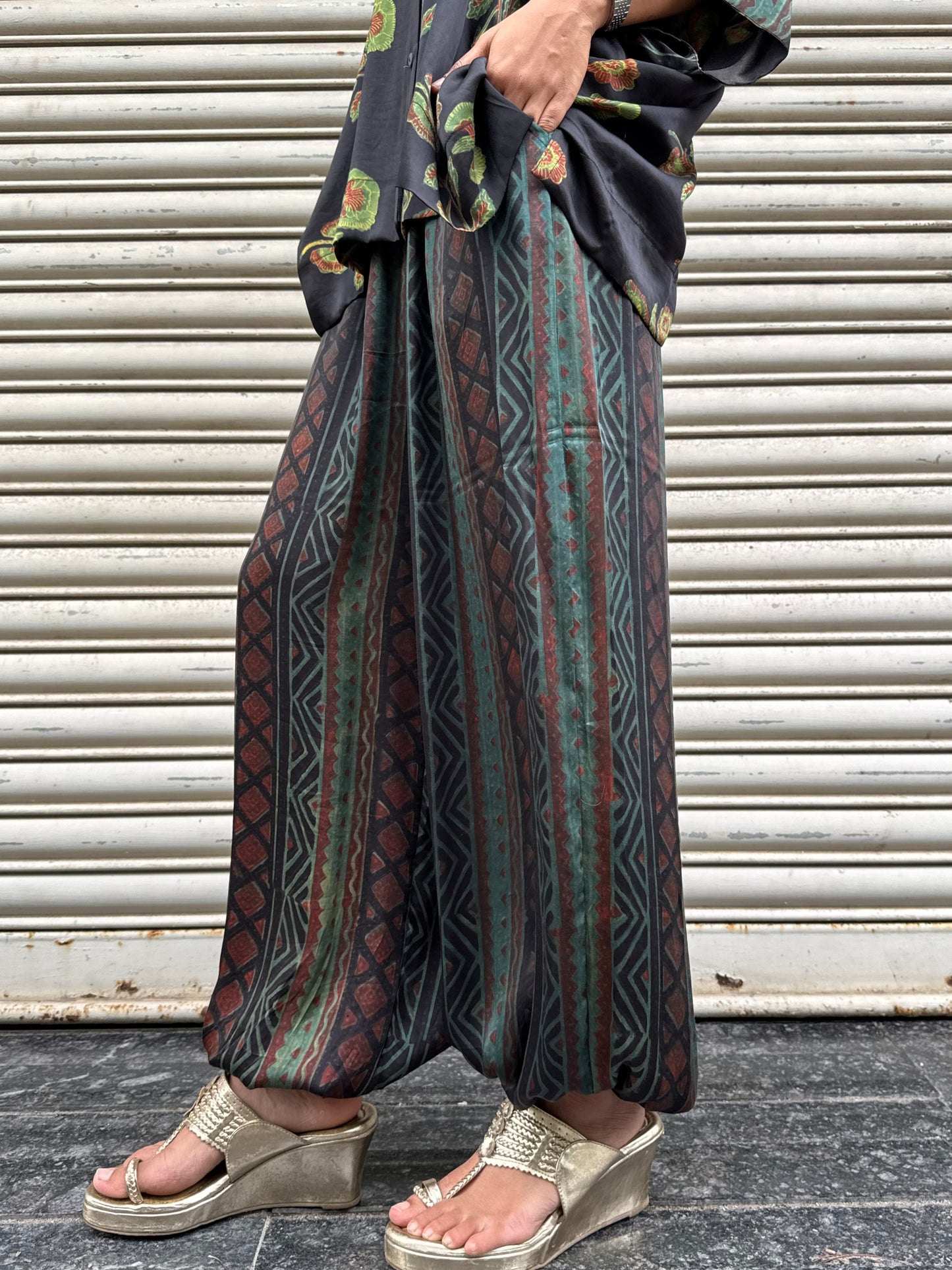 Moss Modal silk Co-ord set with Ballon pants