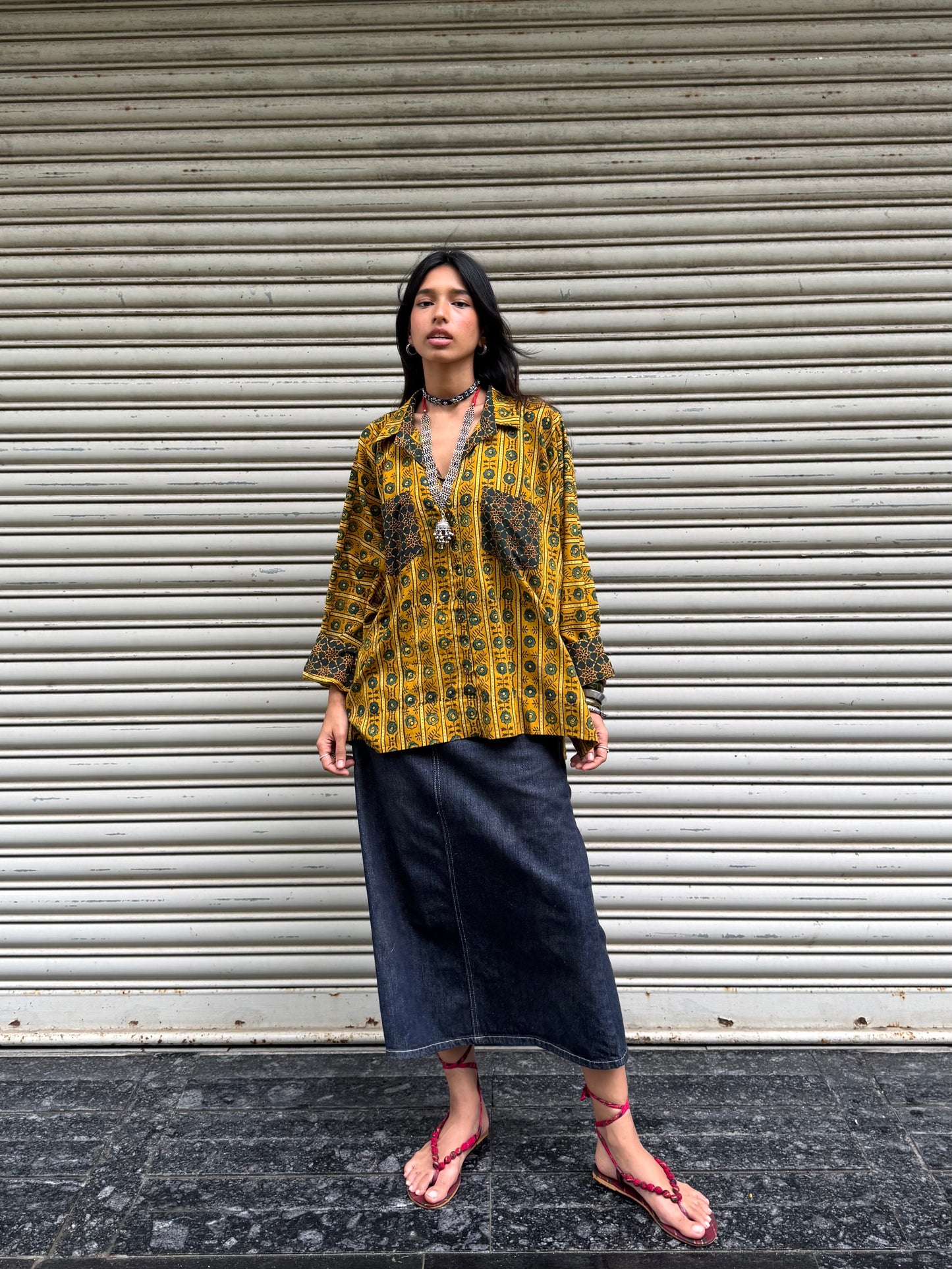 Turmeric Ajrakh Cotton Shirt