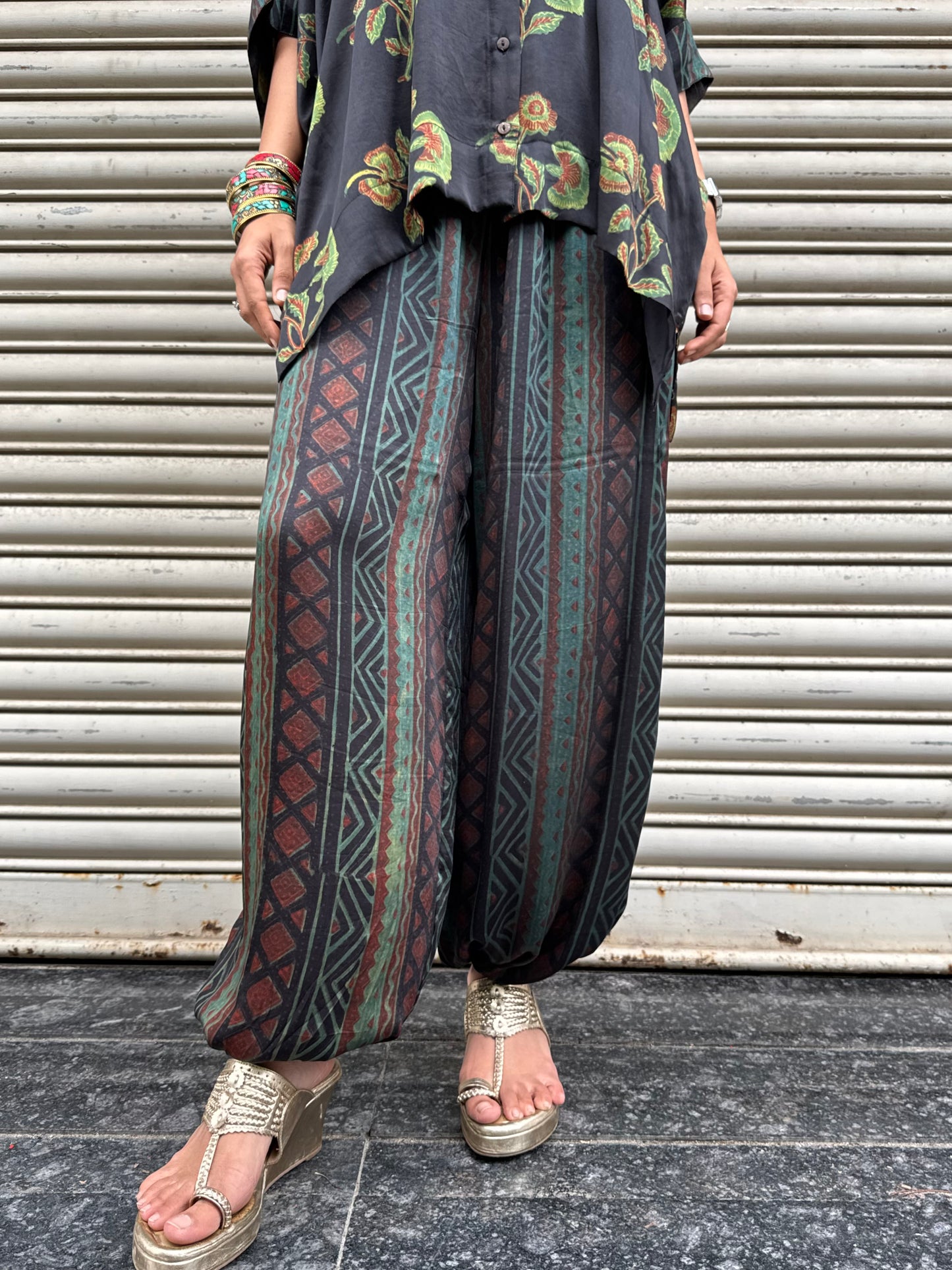 Moss Modal silk Co-ord set with Ballon pants