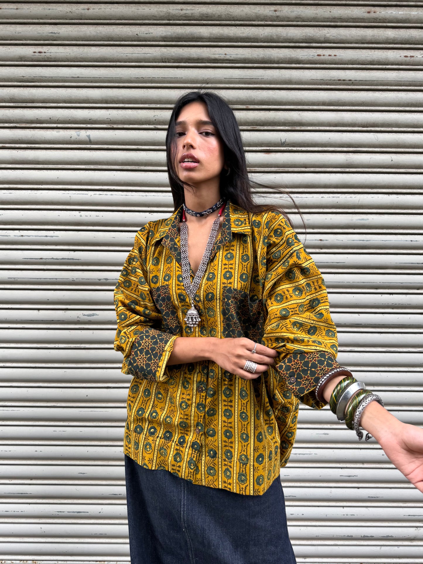 Turmeric Ajrakh Cotton Shirt