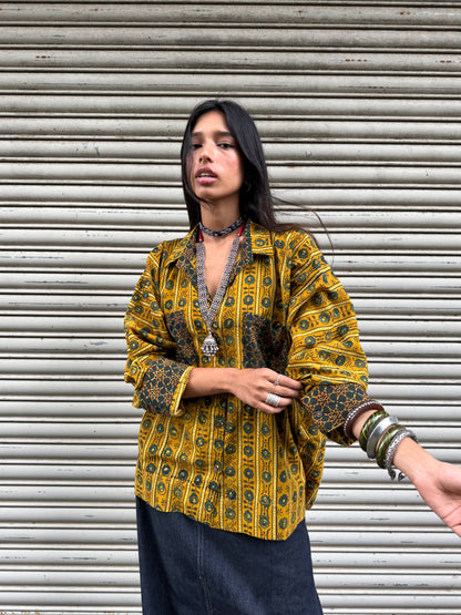 Turmeric Ajrakh Cotton Shirt