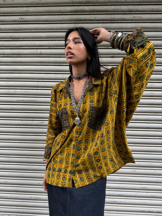 Turmeric Ajrakh Cotton Shirt