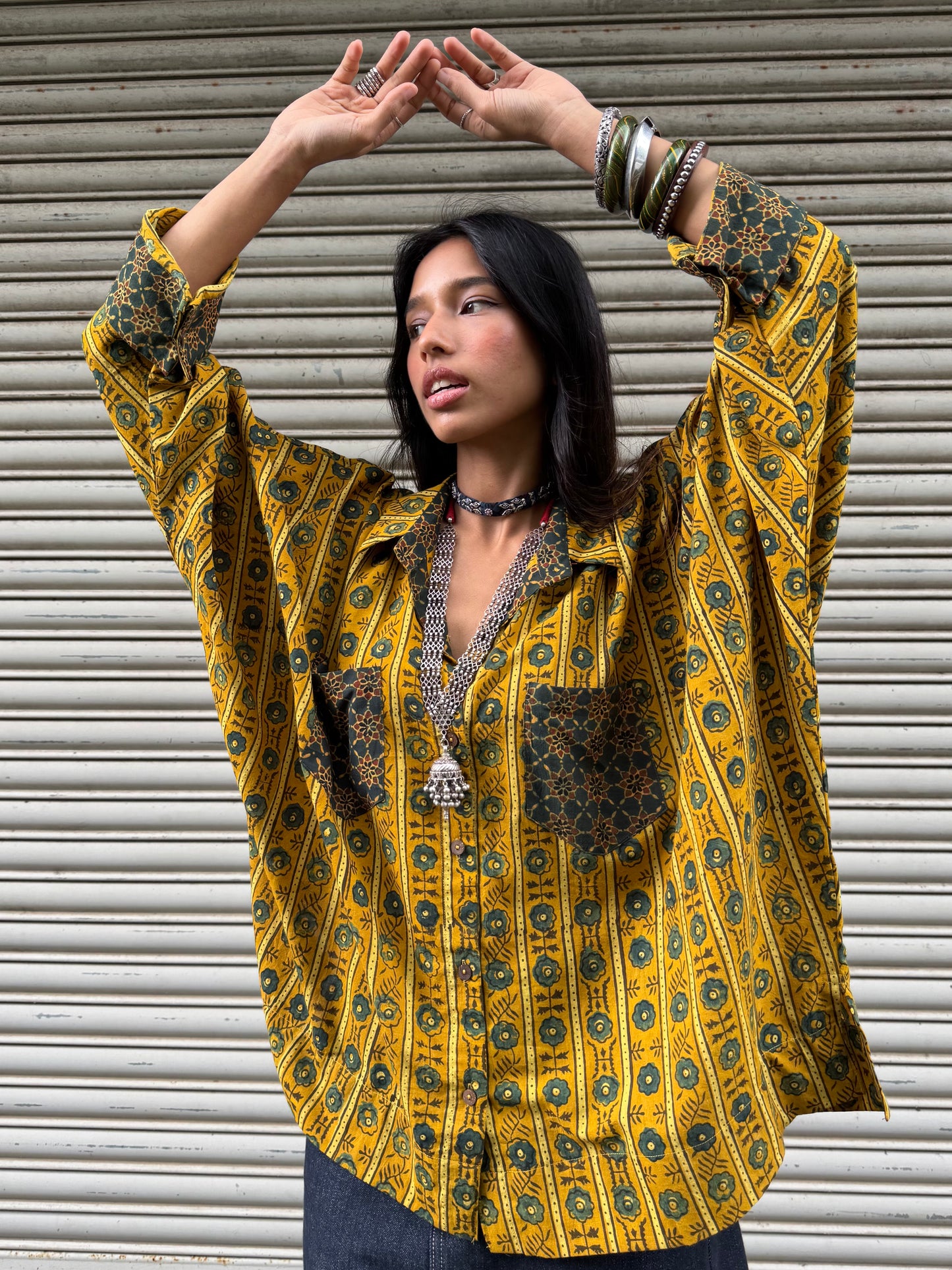 Turmeric Ajrakh Cotton Shirt