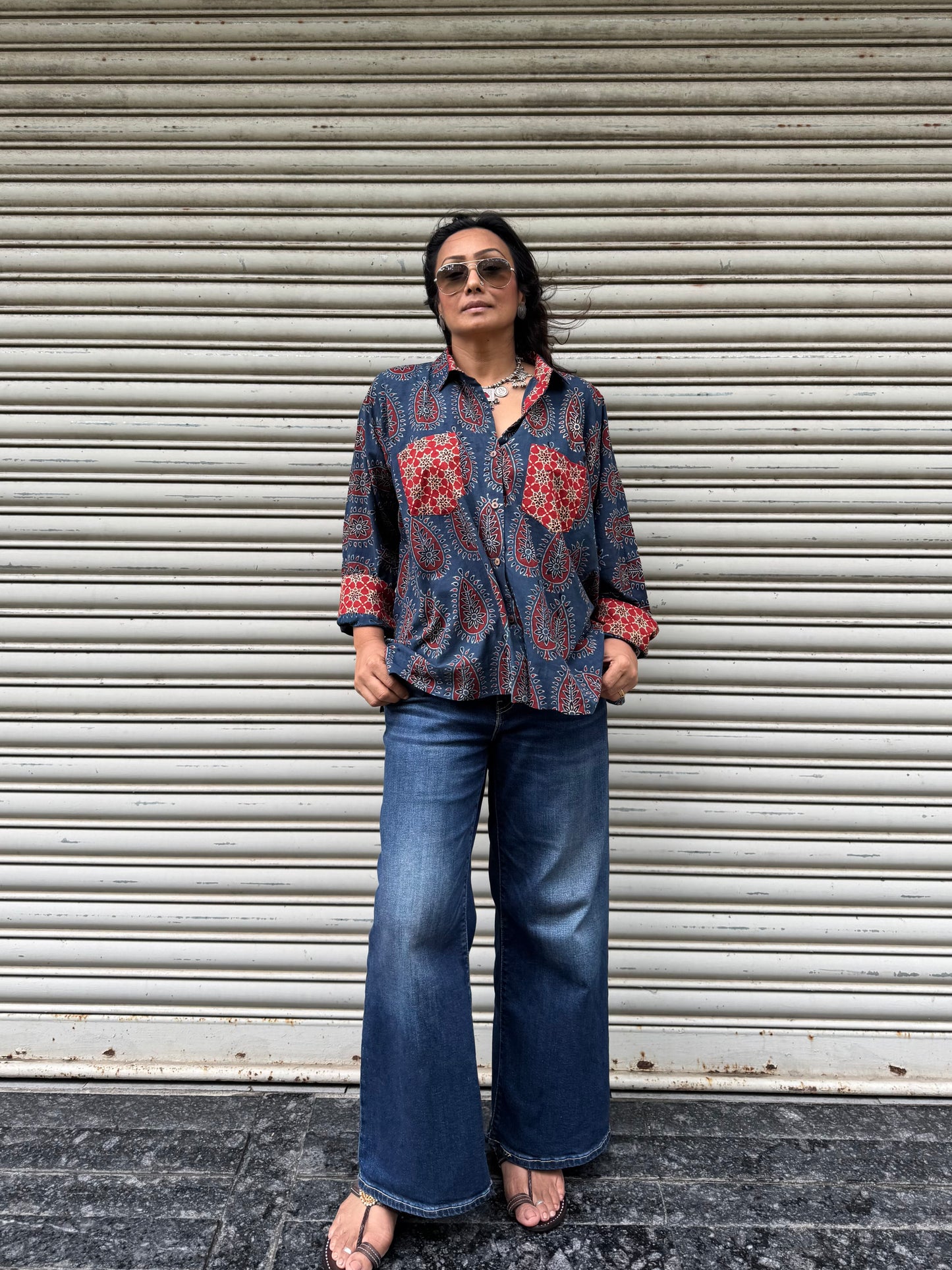 Ink Ajrakh Cotton Shirt