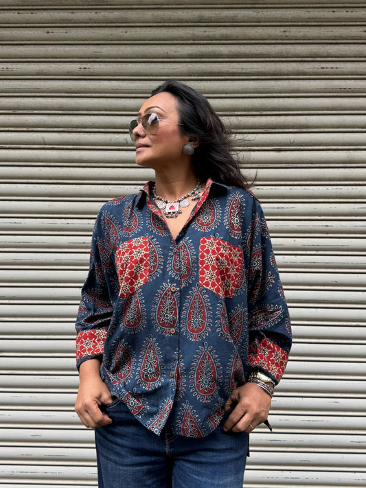 Ink Ajrakh Cotton Shirt