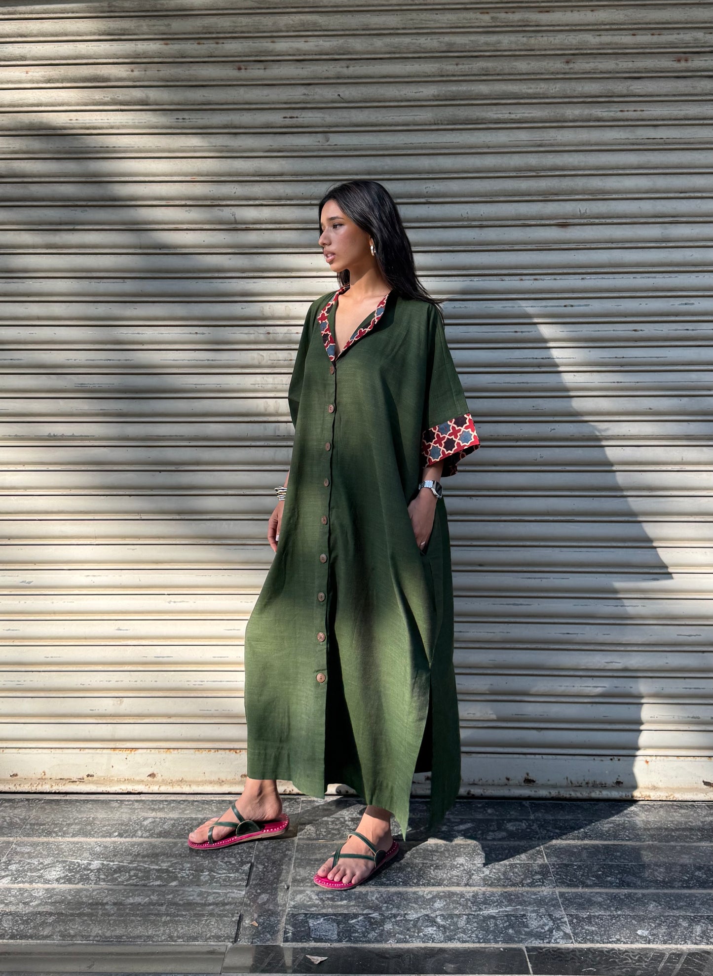 Basil Cotton Kaftan Dress