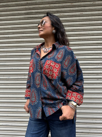 Ink Ajrakh Cotton Shirt