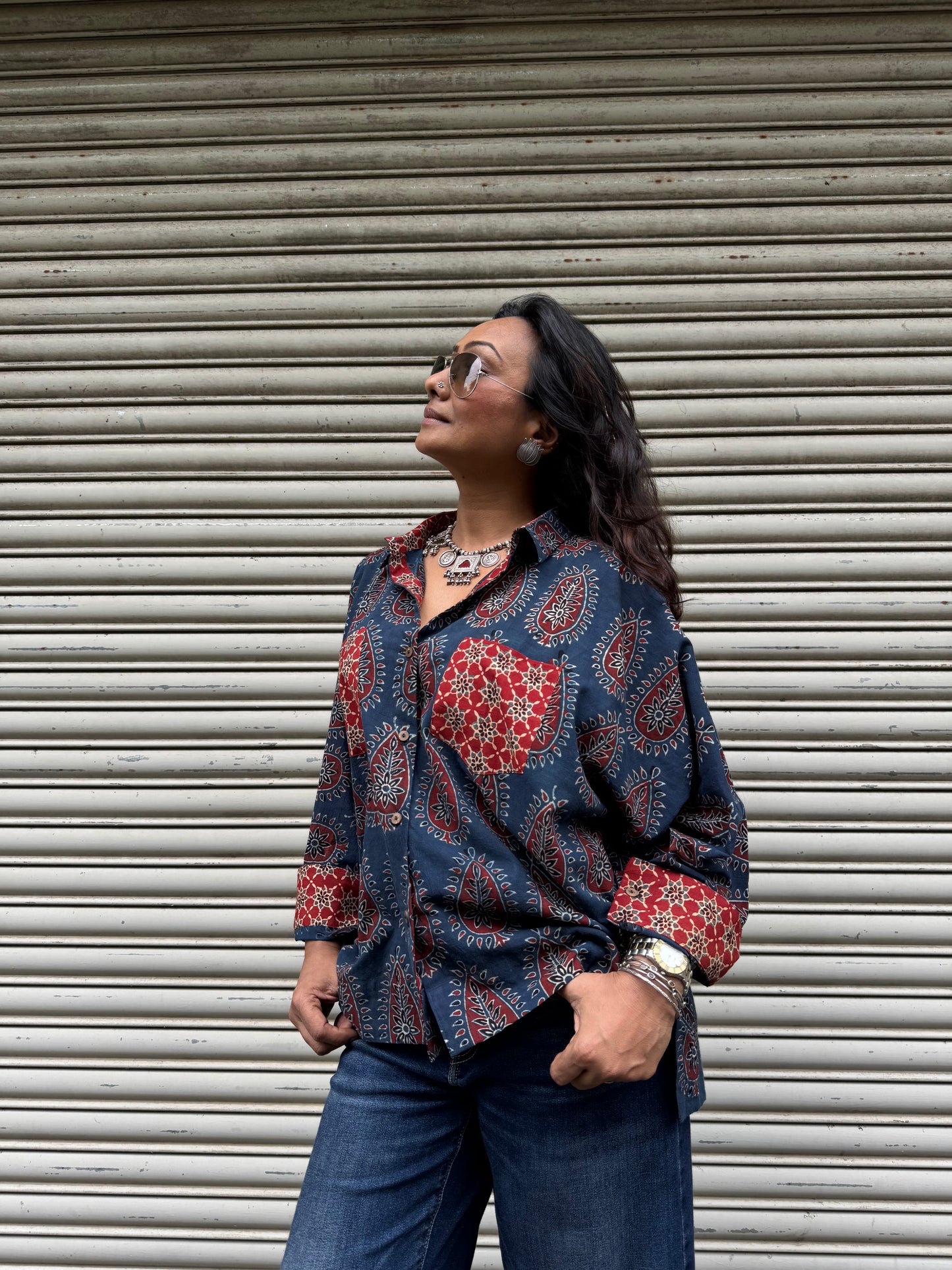 Ink Ajrakh Cotton Shirt