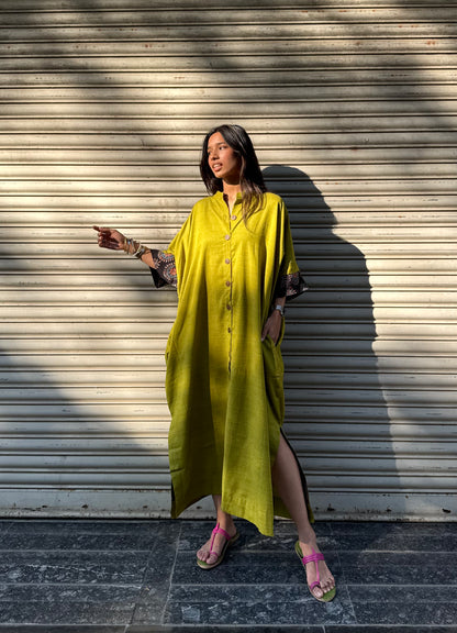 Parrot Cotton Kaftan Dress