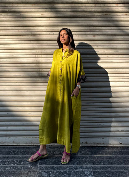 Parrot Cotton Kaftan Dress