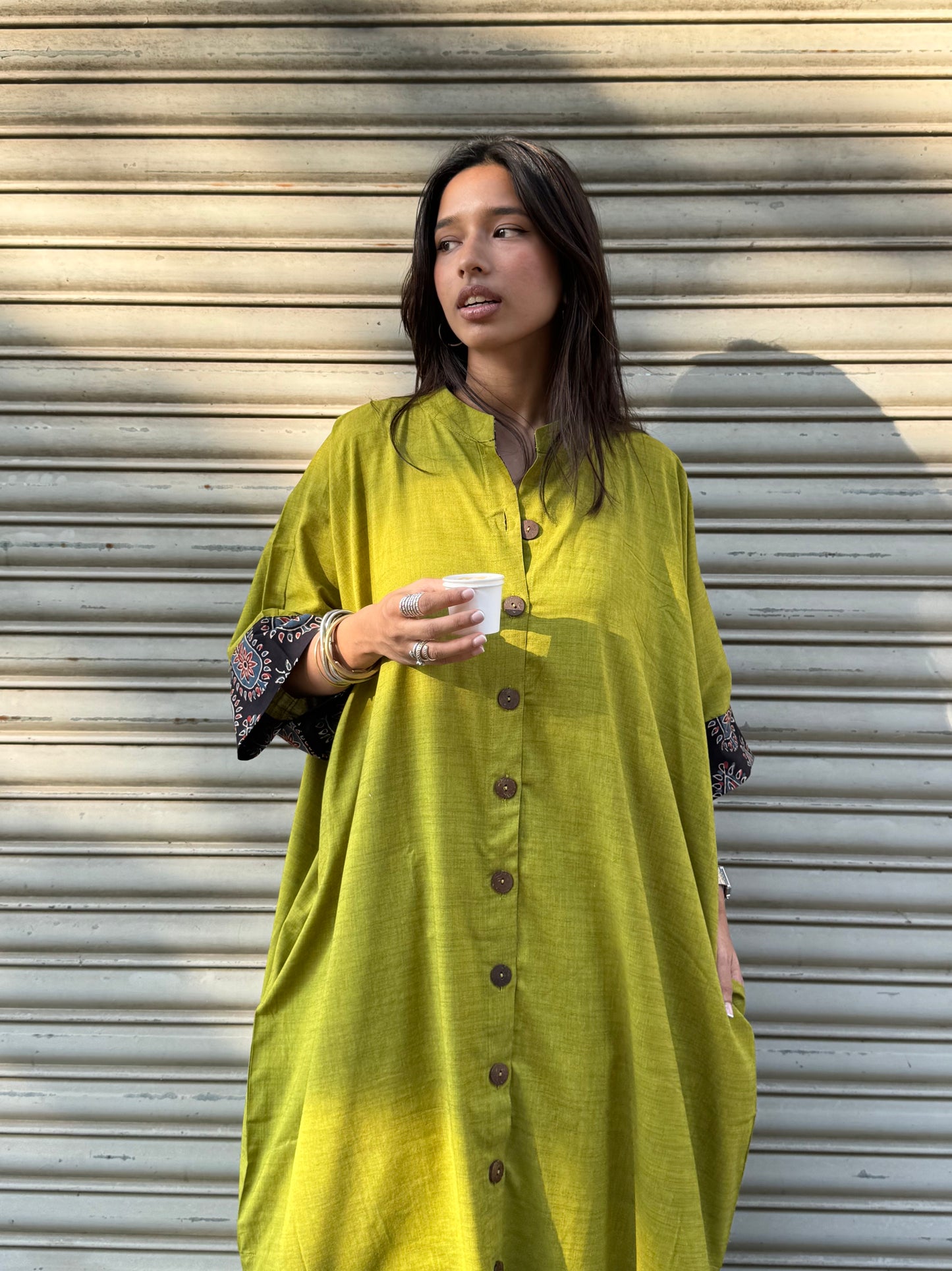 Parrot Cotton Kaftan Dress