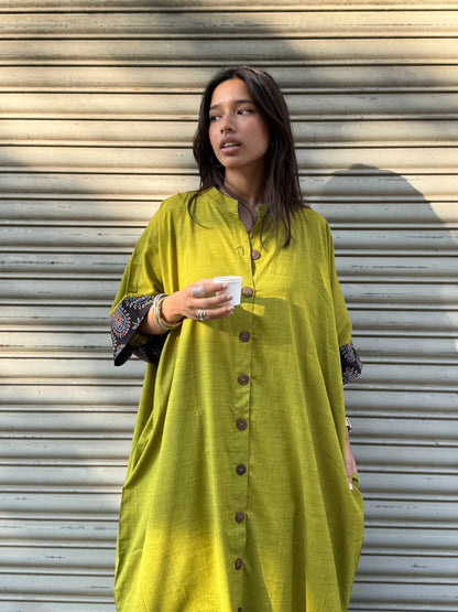 Parrot Cotton Kaftan Dress
