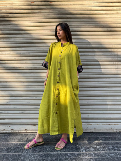 Parrot Cotton Kaftan Dress