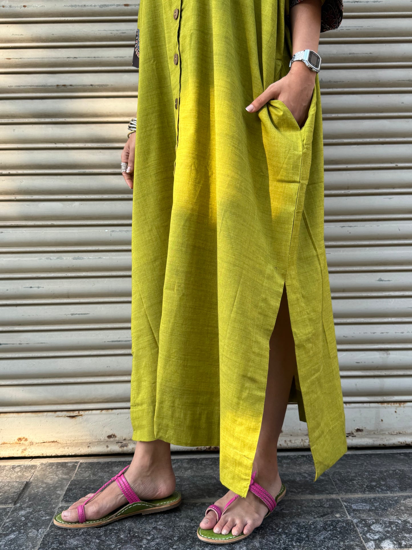 Parrot Cotton Kaftan Dress