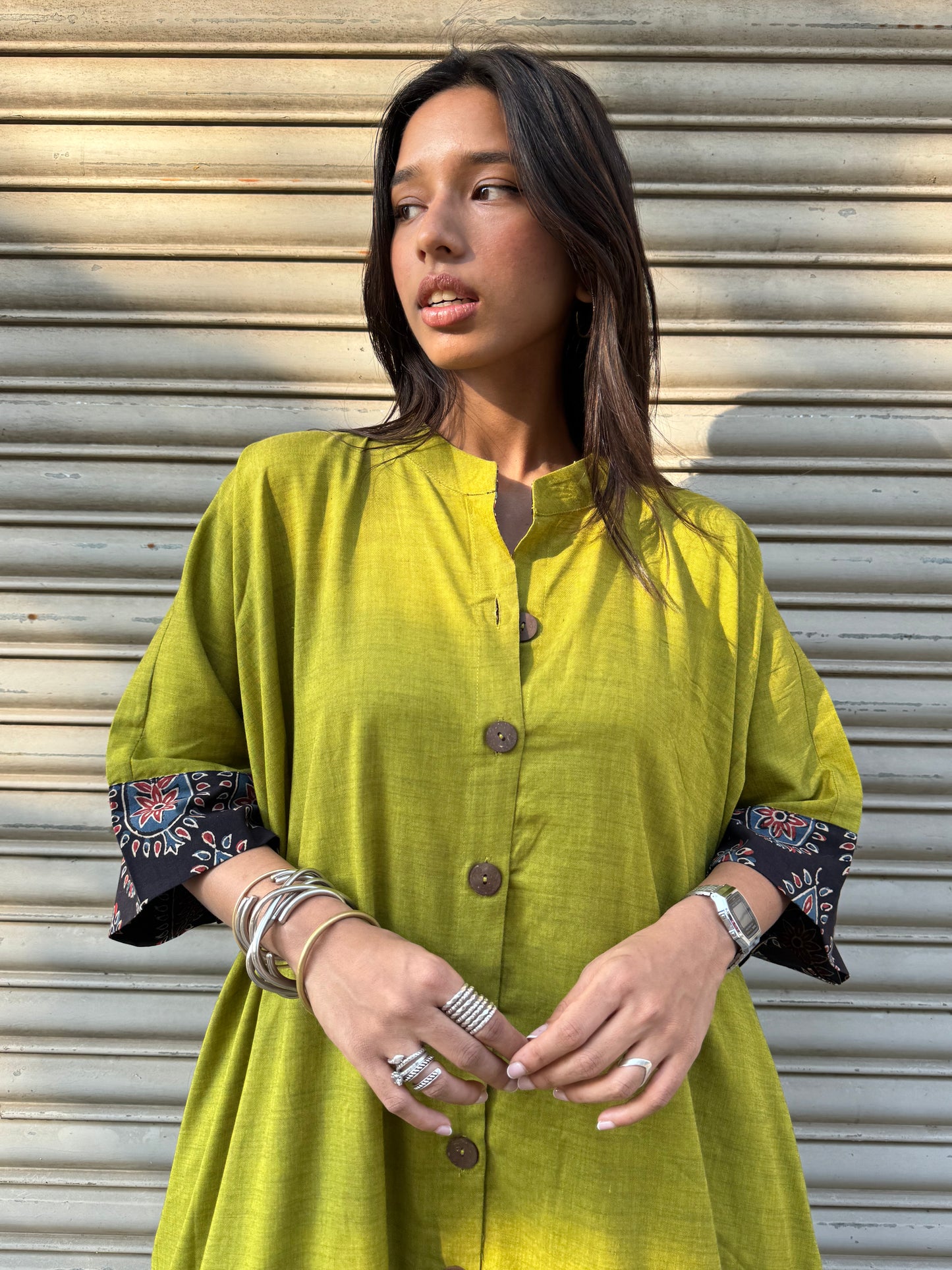 Parrot Cotton Kaftan Dress