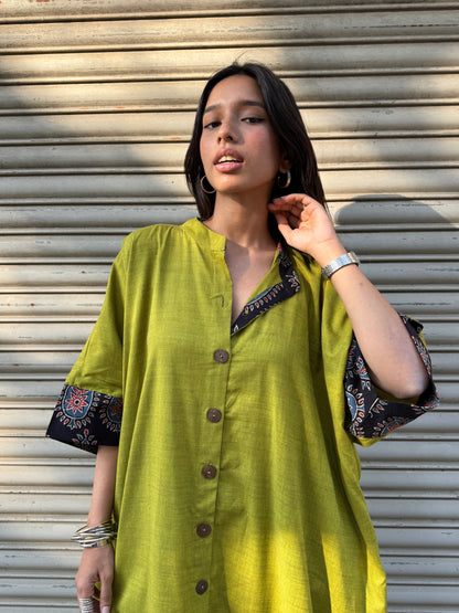 Parrot Cotton Kaftan Dress