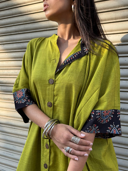 Parrot Cotton Kaftan Dress