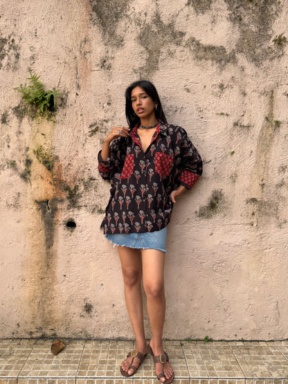 Onyx Ajrakh Cotton Shirt