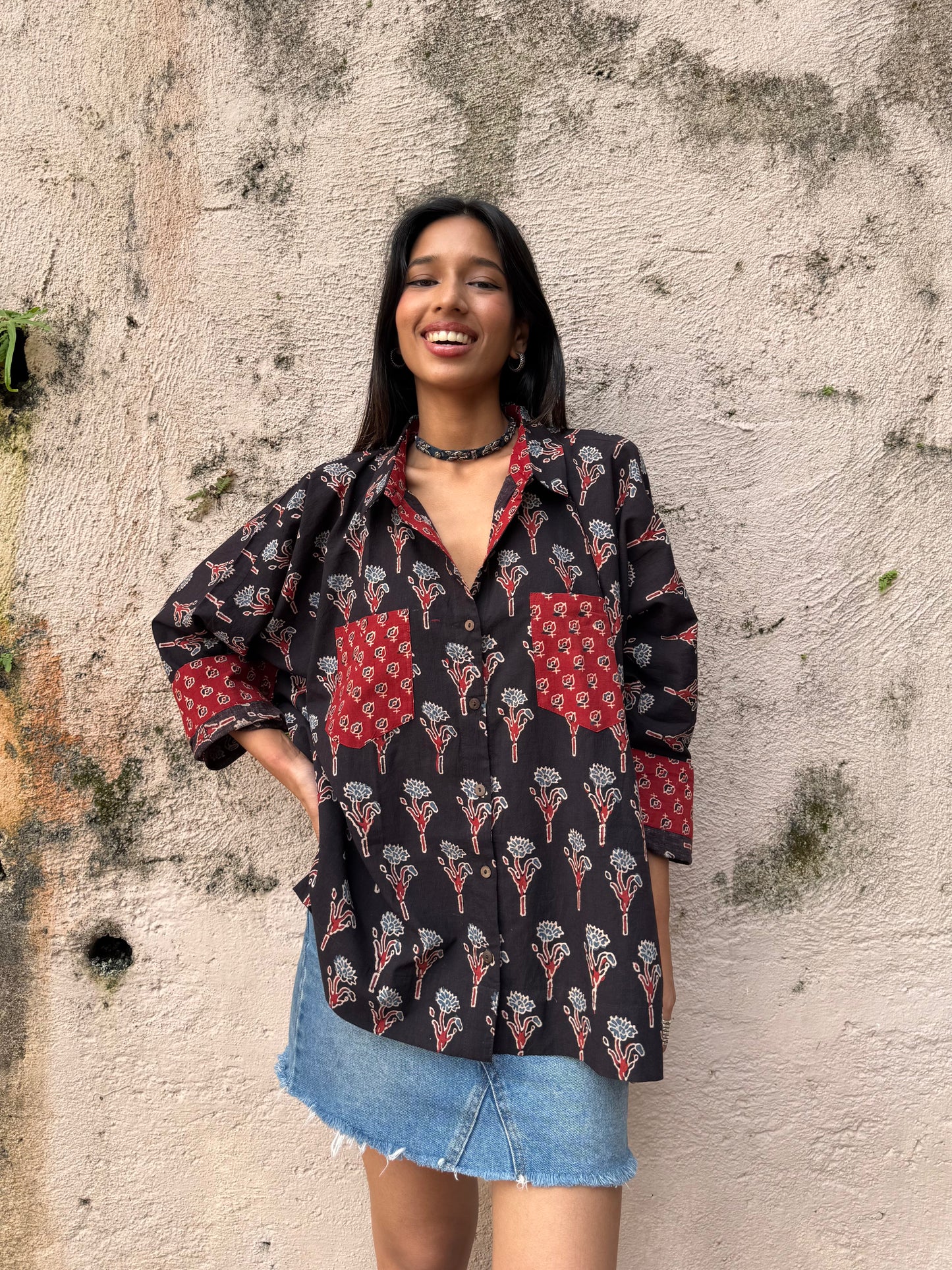Onyx Ajrakh Cotton Shirt