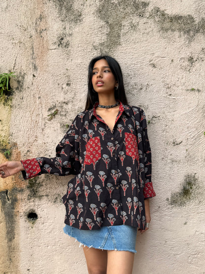 Onyx Ajrakh Cotton Shirt