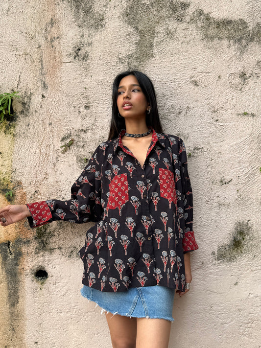 Onyx Ajrakh Cotton Shirt