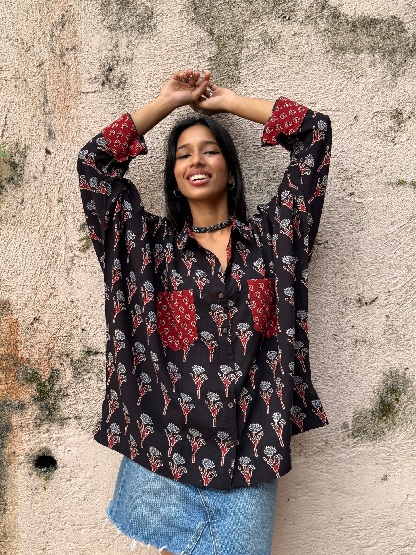 Onyx Ajrakh Cotton Shirt