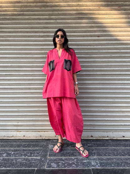 Peachy Cotton Co-ord with Balloon Pants