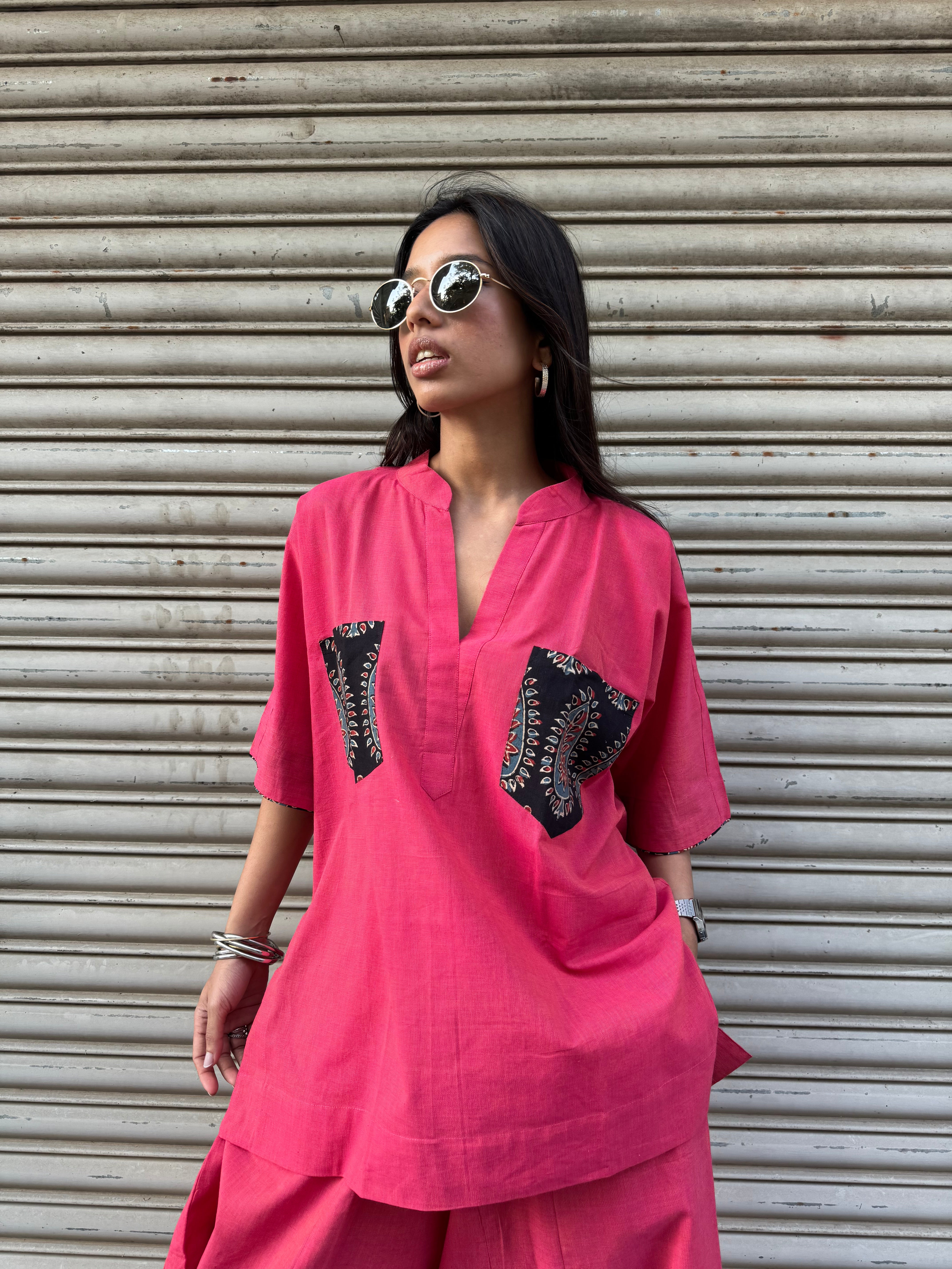 Peachy Cotton Co-ord with Balloon Pants