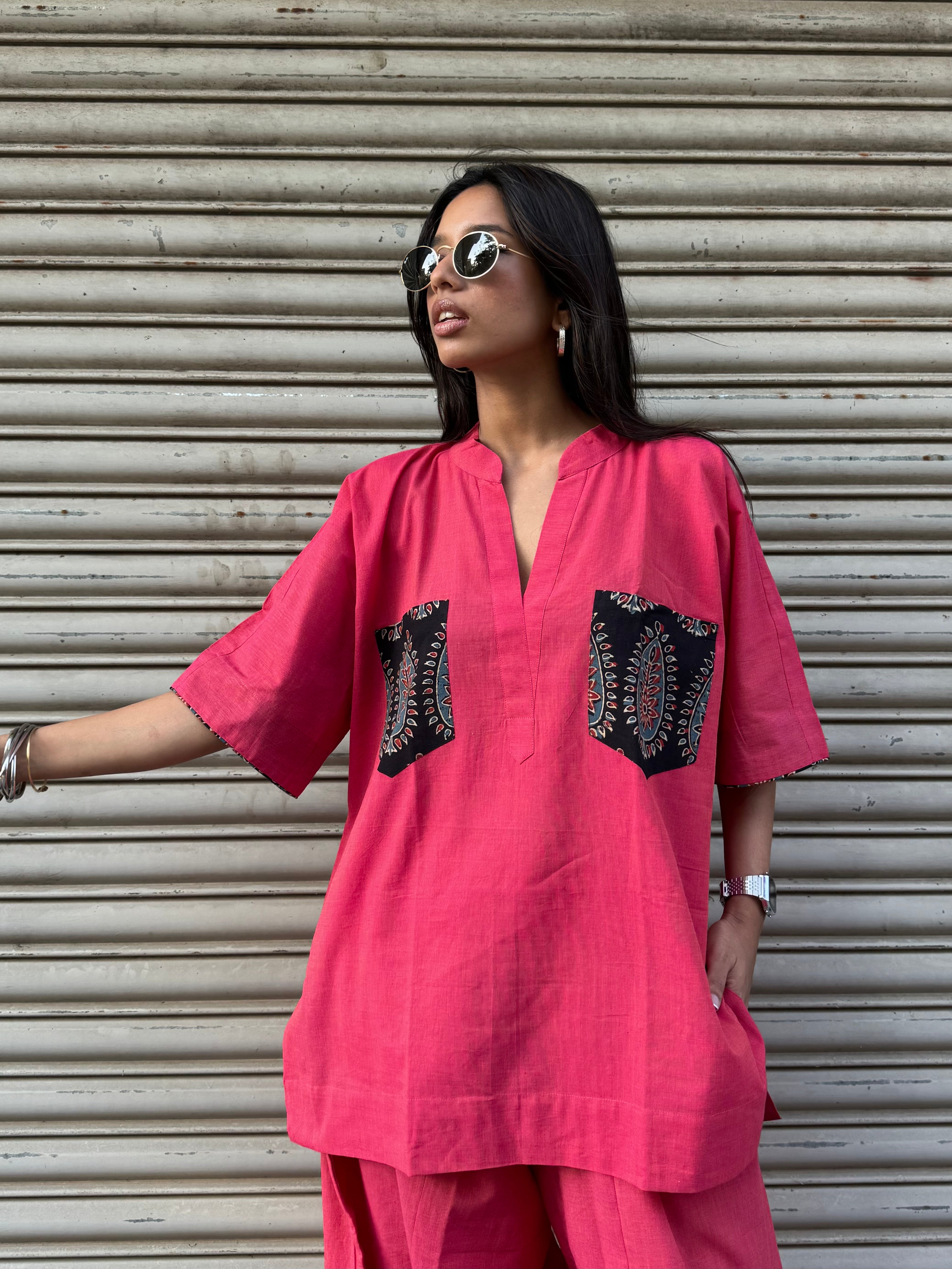 Peachy Cotton Co-ord with Balloon Pants