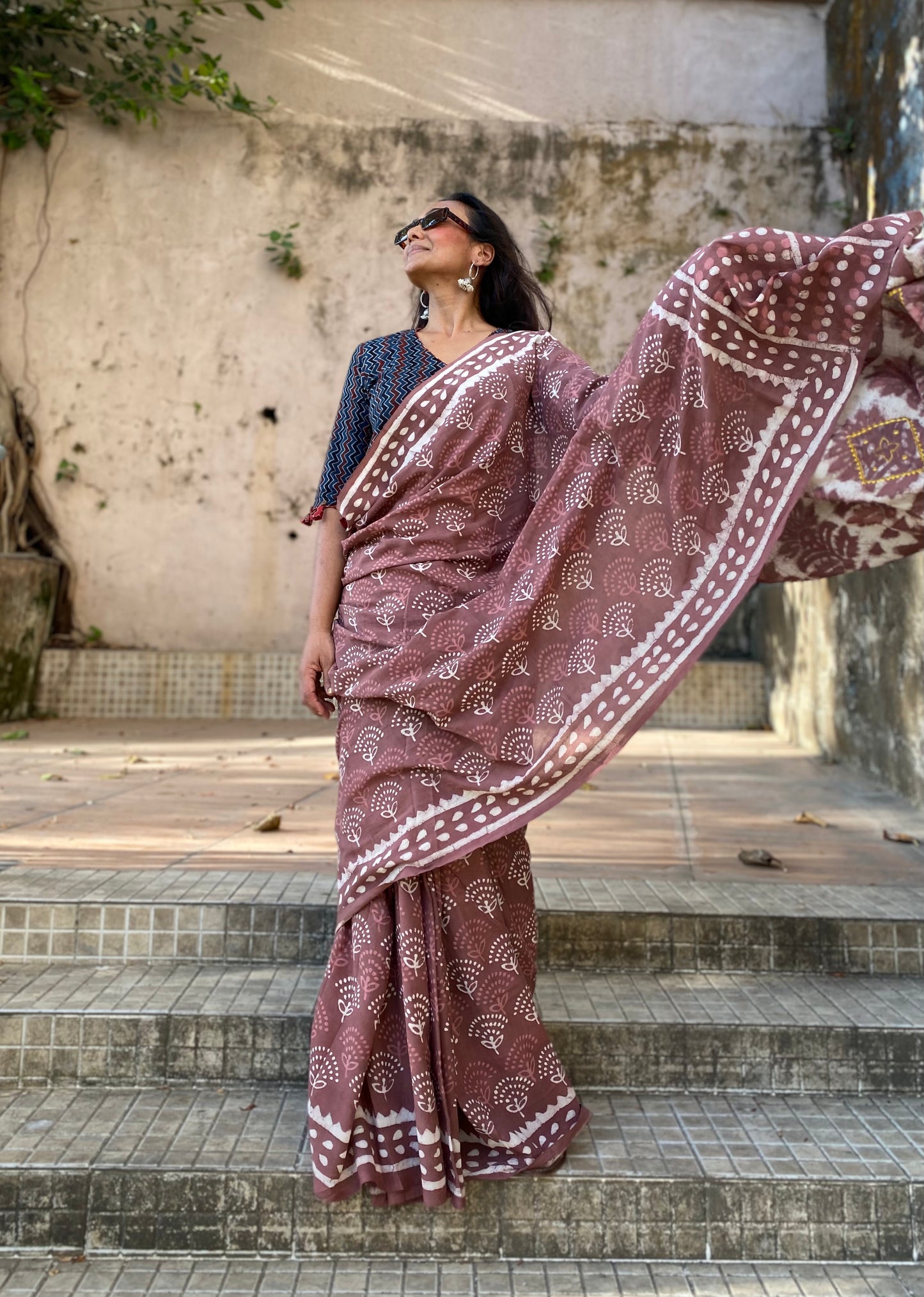Mauve Mul Cotton saree