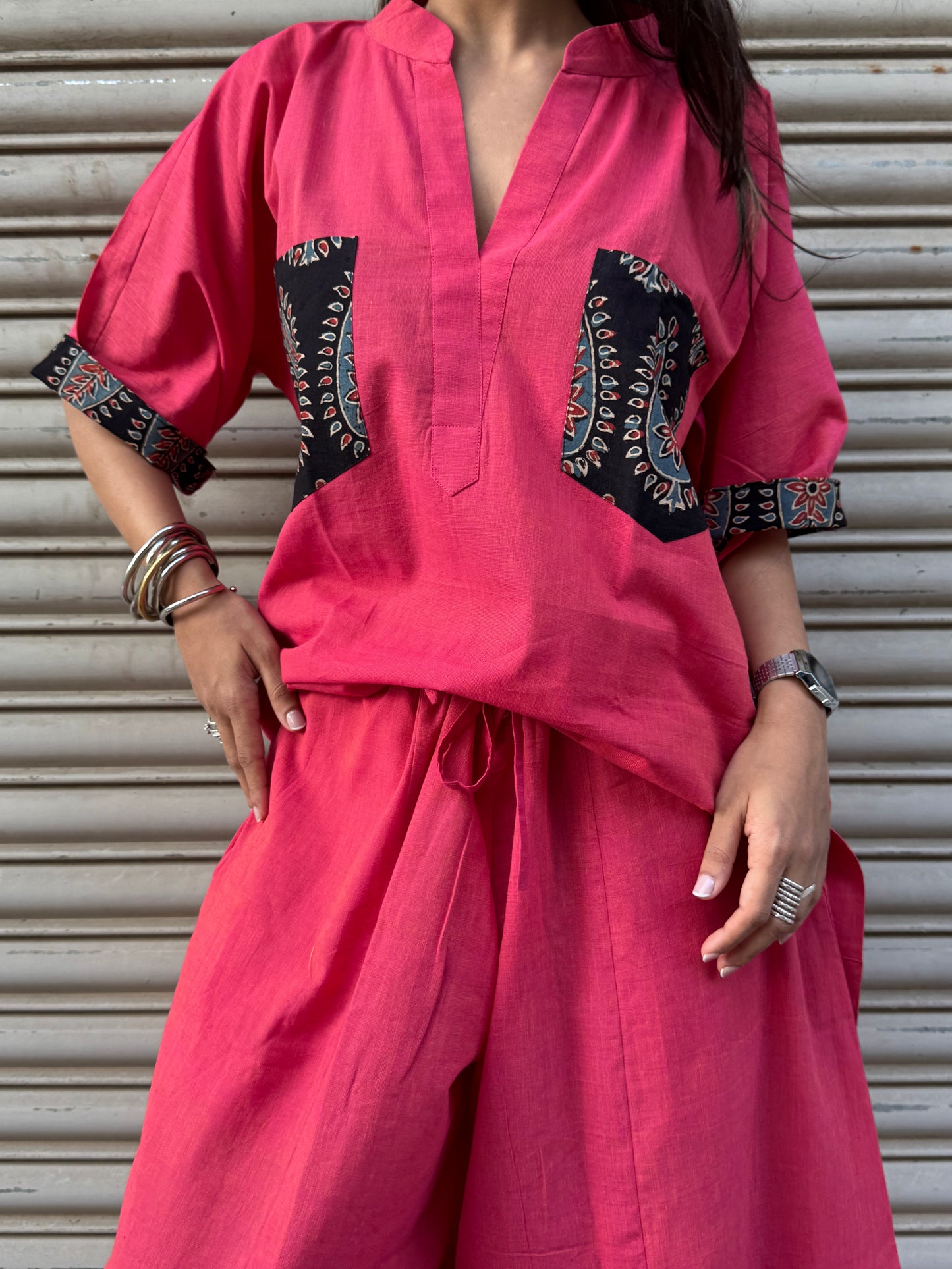 Peachy Cotton Co-ord with Balloon Pants