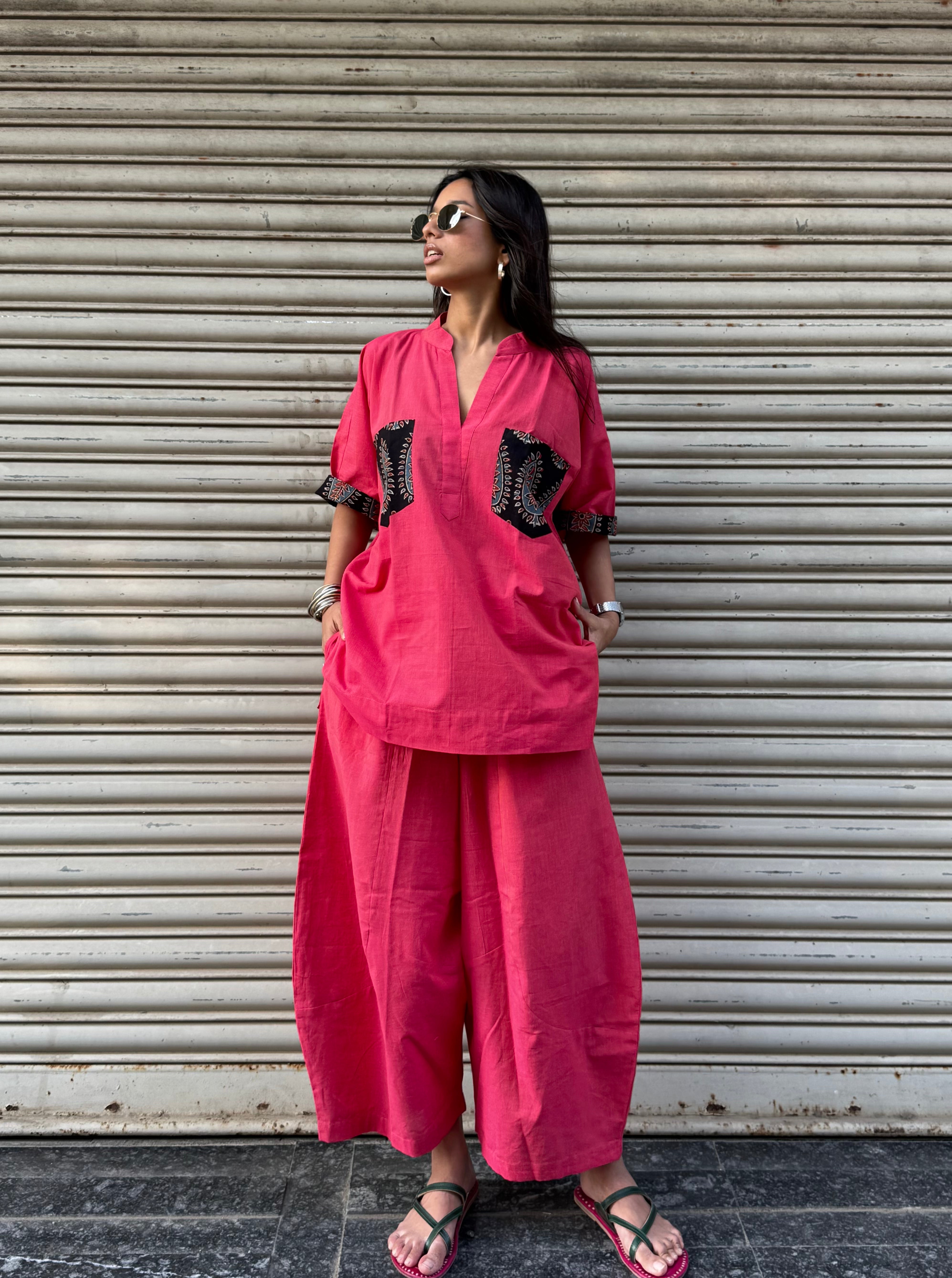 Peachy Cotton Co-ord with Balloon Pants