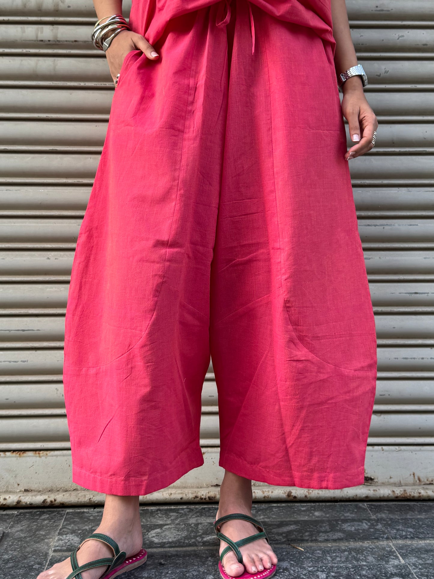 Peachy Cotton Co-ord with Balloon Pants