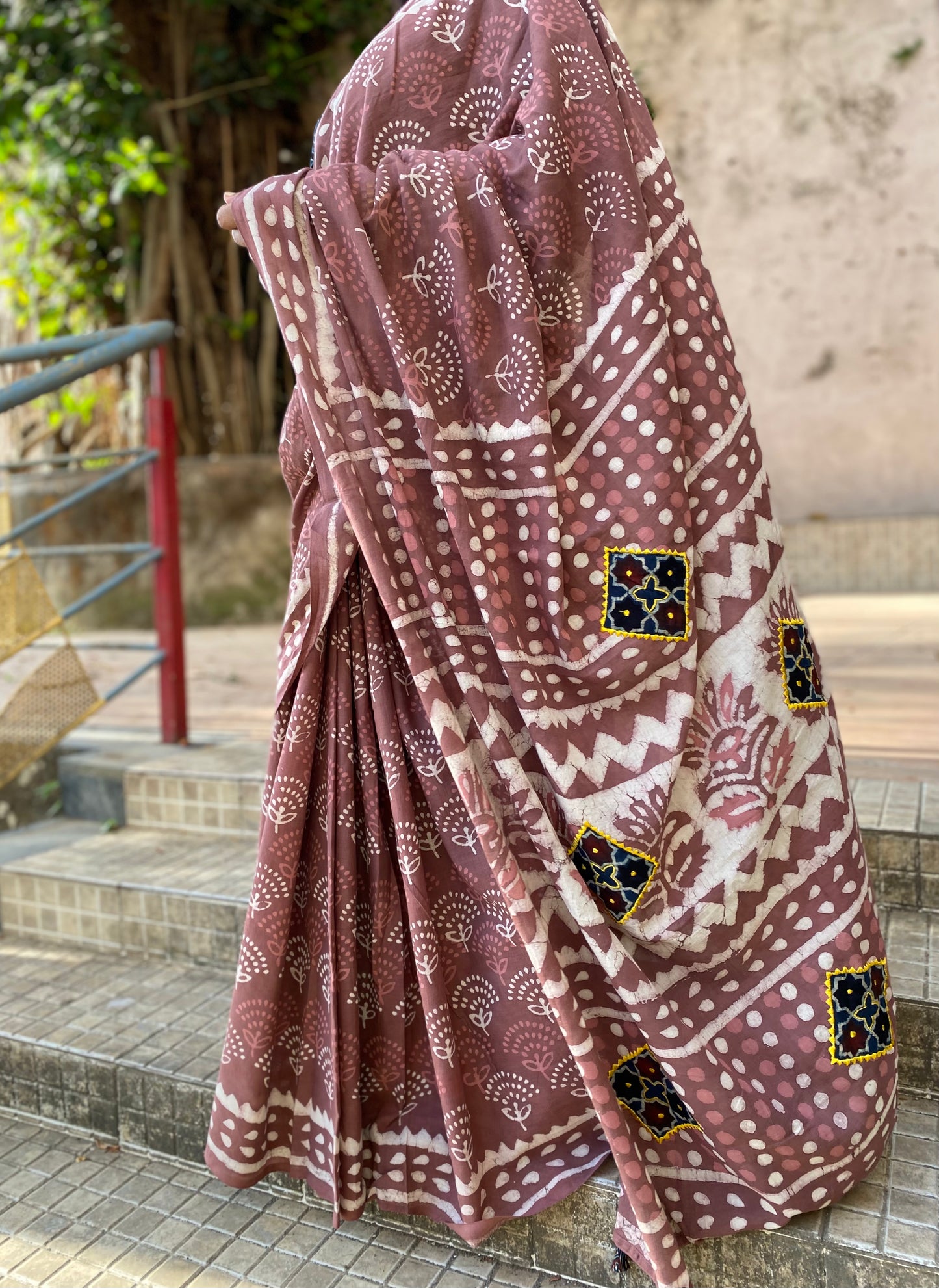 Mauve Mul Cotton saree